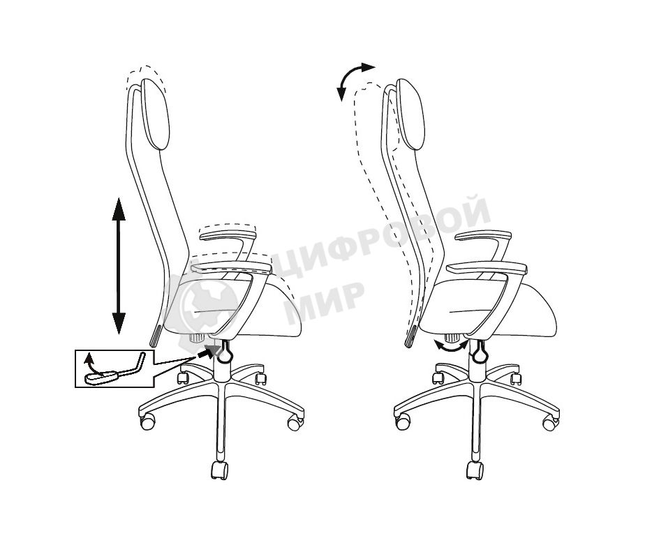 Кресло руководителя Бюрократ KB-8N/DG/TW-12 серый TW-04 TW-12 сетка