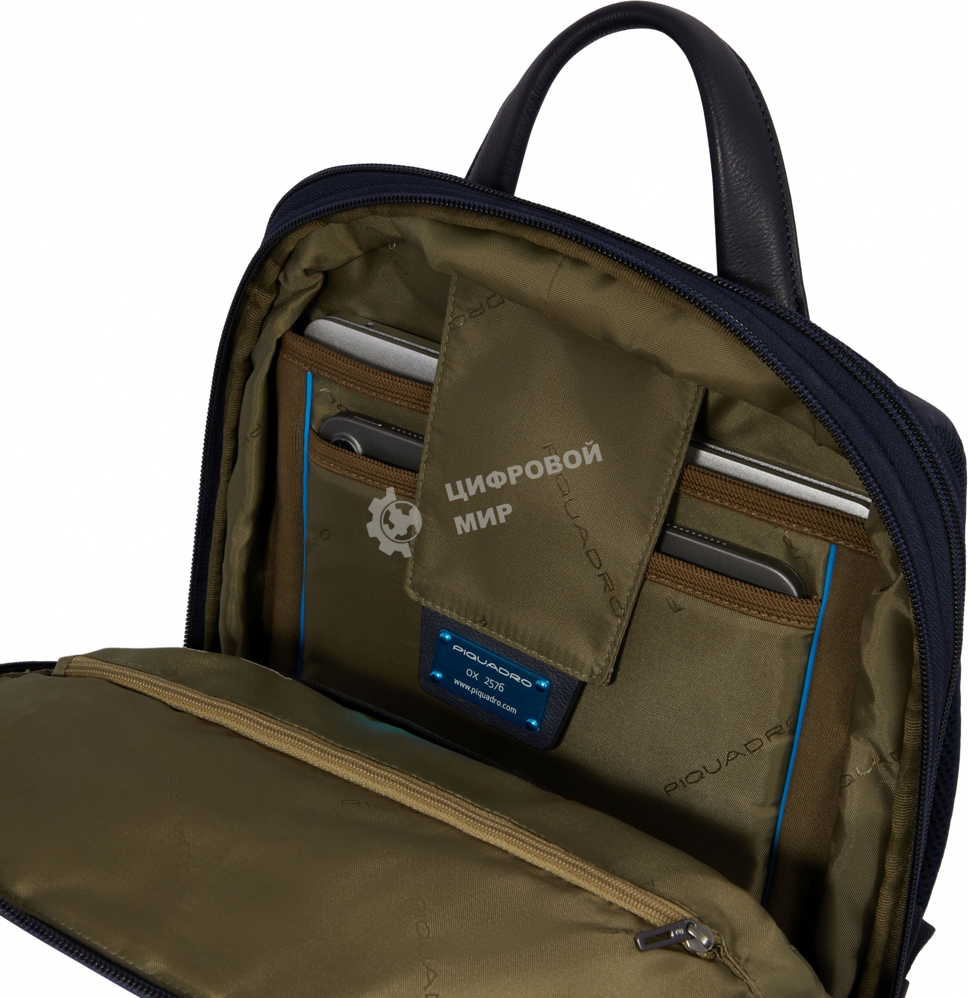 Рюкзак Piquadro Brief2 CA6384BR2/BLU синий нейлон/натур.кожа