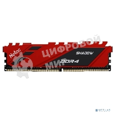 Оперативная память NETAC Shadow, DDR4, 8GB (1x8GB), 3200MHz, CL16, DIMM, с радиаторами, красный