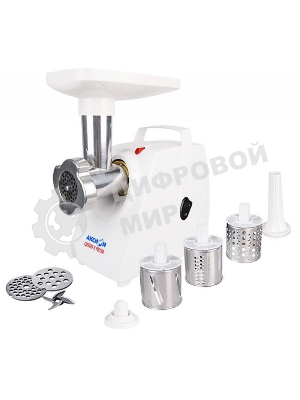 Мясорубка электрическая Аксион М34.03 белый, 1500 Вт, 1.7 кг/мин, защита от перегрузки, насадки - 4