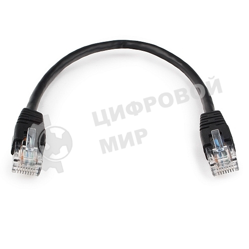 Патч-корд UTP Cablexpert PP6U-0.25M/BK cat.6, 0.25м, литой, многожильный, черный