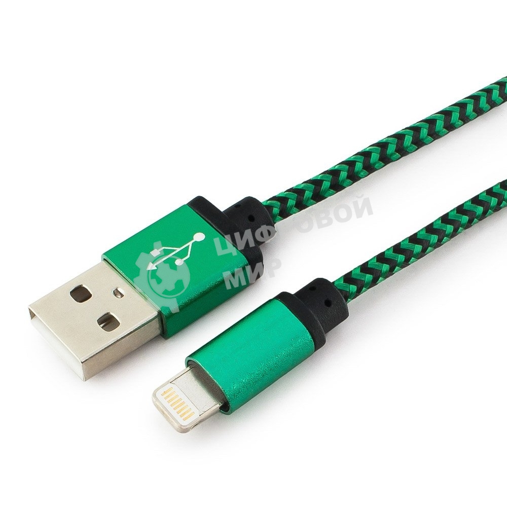 Кабель Gembird USB 2.0 Cablexpert AM/Lightning 8P, 1м, нейлоновая оплетка, алюминиевые разъемы, зеленый, пакет