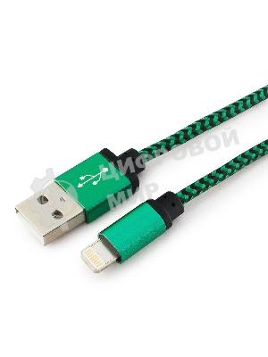 Кабель Gembird USB 2.0 Cablexpert AM/Lightning 8P, 1м, нейлоновая оплетка, алюминиевые разъемы, зеленый, пакет