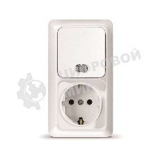 Блок ОП Олимп 1-кл. вык. с подсветкой + роз. с заземл. верт. бел. UNIVersal О0039