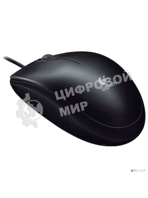 Мышь проводная Logitech B100 черный, 1000 dpi, USB, кнопки - 3