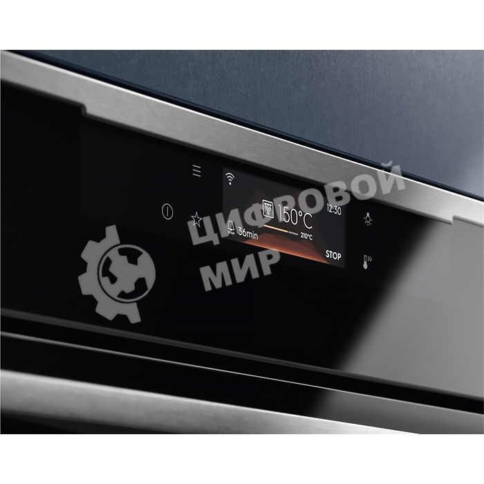 Духовой шкаф Electrolux с паром SteamCrisp, основной цвет - нержавеющая сталь, сенсорное управление, цветной ЖК-дисплей, электронное регулирование времени и температуры, будильник, таймер отключения, отложенный старт, хромированные направляющие из нержаве