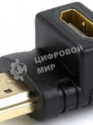 Переходник Cablexpert HDMI-HDMI 19F/19M, угловойсоединитель 90 градусов, золотые разъемы (A-HDMI90-FML)