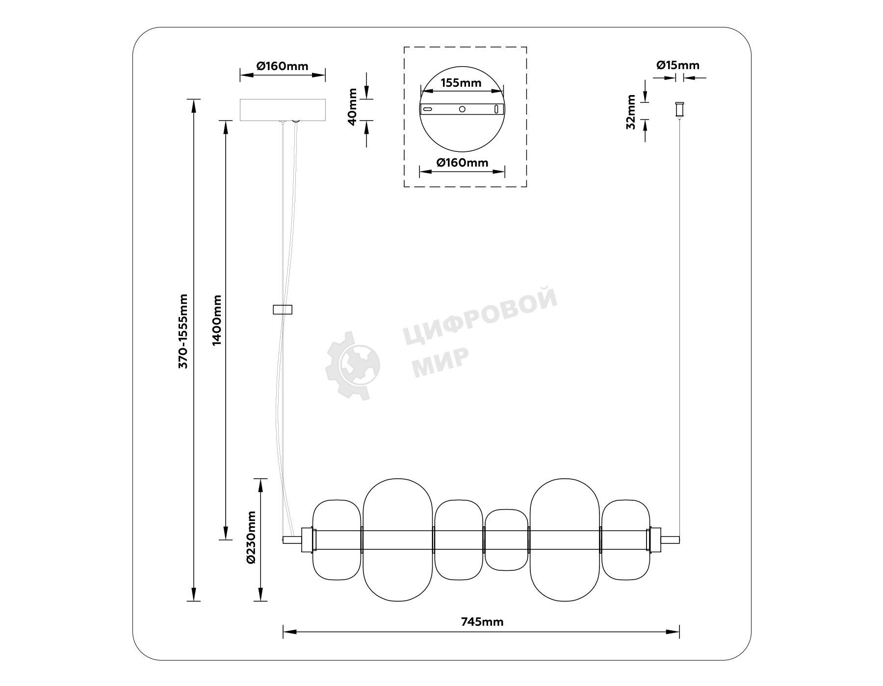 Подвесной светодиодный светильник Ambrella light LH11071 WH/FR белый/белый матовый 36W 3000K 745*230*230