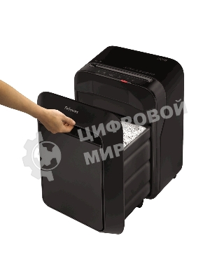 Шредер Fellowes PowerShred LX210 черный (секр.P-4) перекрестный 16лист. 23лтр. скрепки скобы пл.карты