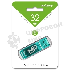 Флешка USB Smartbuy Glossy series Green (SB32GBGS-G), 32Gb, USB 2.0, R/W 25/15, зеленый