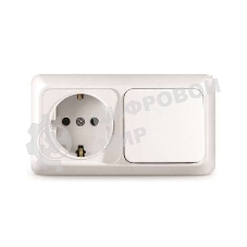 Блок ОП Олимп 1-кл. вык.+ роз. с заземл. горизонт. бел. UNIVersal О0032