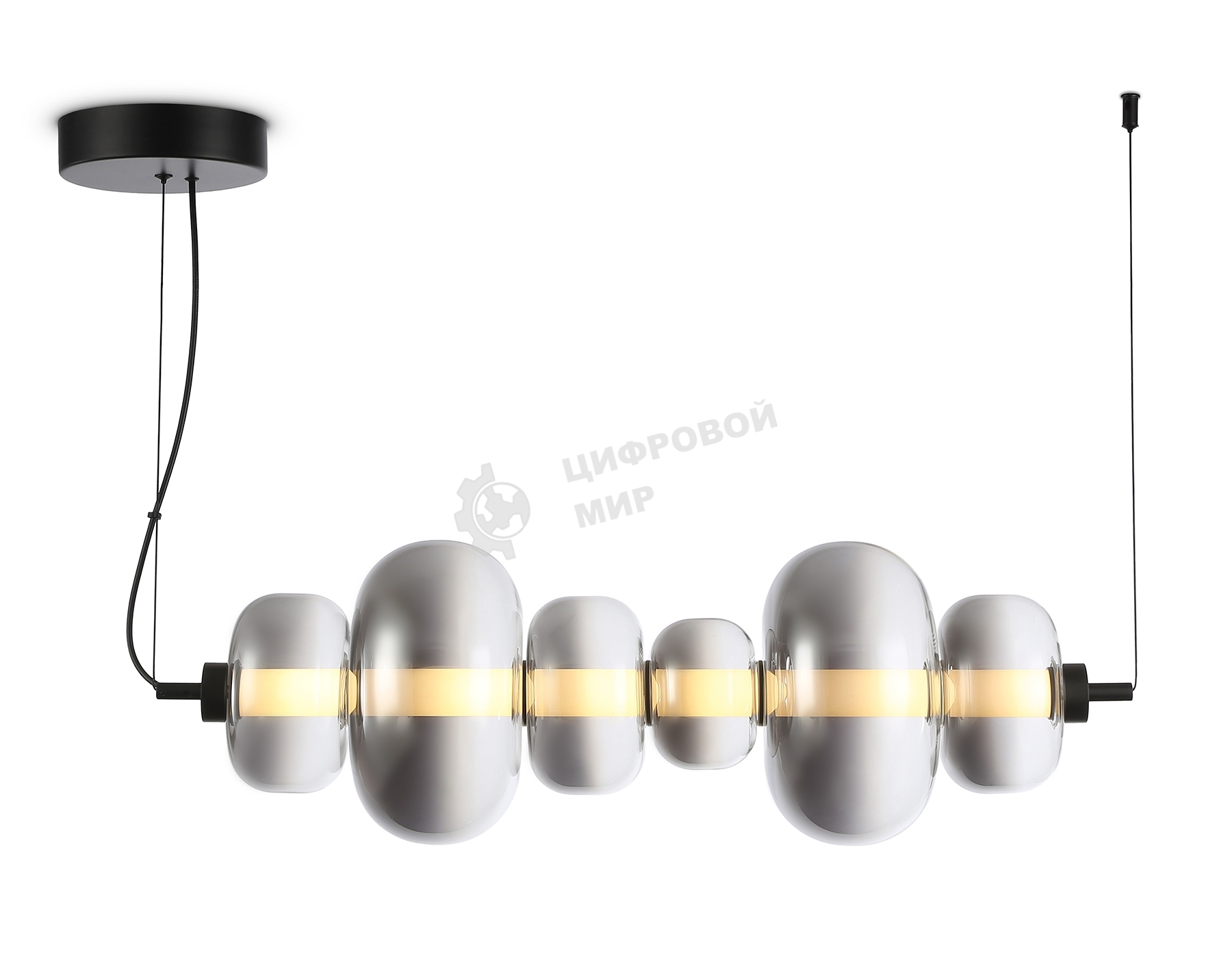 Подвесной светодиодный светильник Ambrella light LH11072 BK/SM черный/дымчатый 36W 3000K 745*230*230