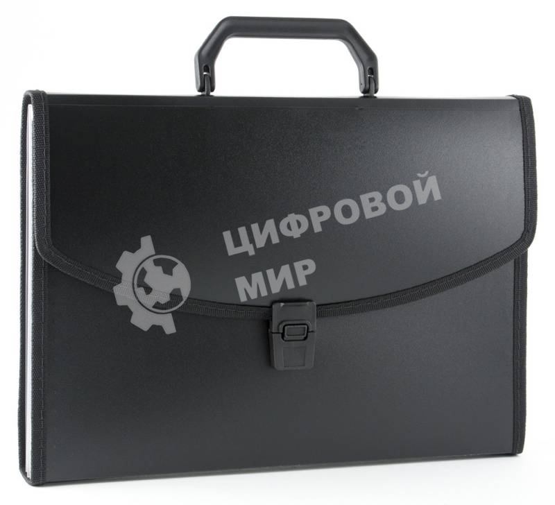 Папка-портфель Бюрократ -BPP13LBLCK 13 отделений, A4 с окантовкой, пластик, 0.7мм, черный