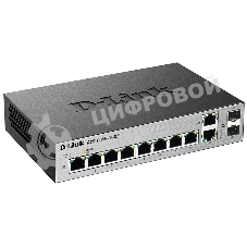 Коммутатор D-Link DGS-1100-10/ME/A2A Управляемый коммутатор 2-го уровня с 8 портами 10/100/1000Base-T и 2 комбо-портами 100/1000Base-T/SFP