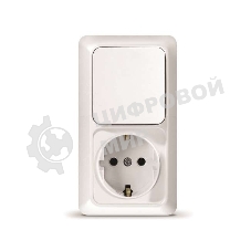 Блок ОП Олимп 1-кл. вык.+ роз. с заземл. верт. бел. UNIVersal О0038