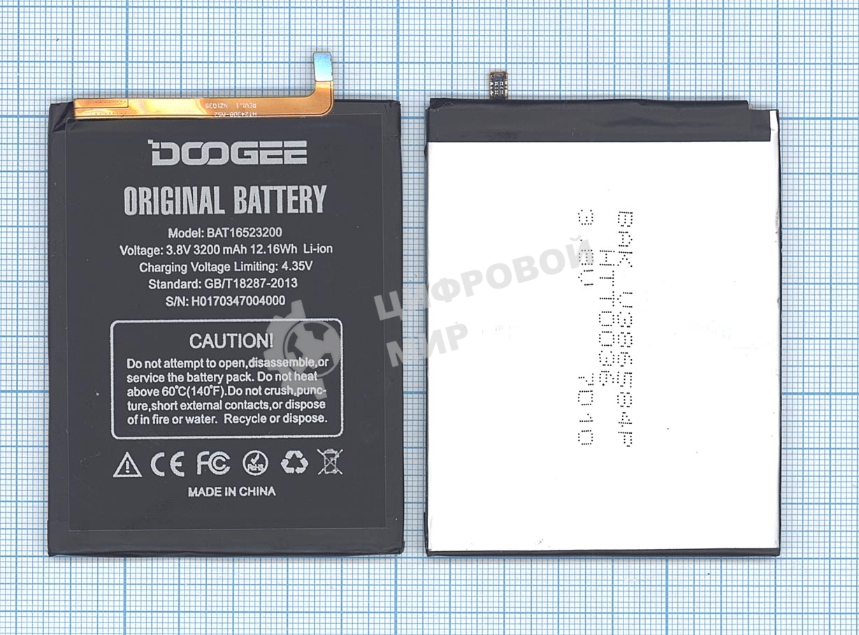 Аккумуляторная батарея BAT16523200 для Doogee Y6, Y6c 3200mAh 3,8V