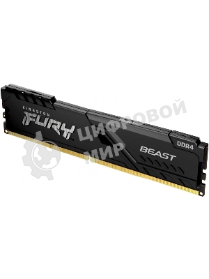 Оперативная память Kingston Fury Beast, DDR4, 16GB (1x16GB), 3600MHz, CL18, DIMM, с радиатором, черный