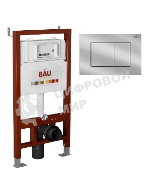Инсталляция BAU PRO для подвесного унитаза, клавиша смыва BAU Stil для инсталляции, хром