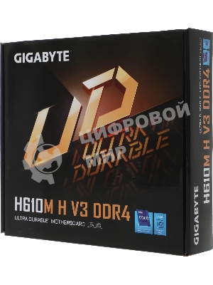 Материнская плата GIGABYTE H610M H V3 DDR4, LGA1700, Intel H610, 2xDDR4, 4xSATA, 1xM.2, 1xPCIe 4.0 x16, 1xPCIe x1, HDMI, D-Sub, 1x1Gb LAN, 3x3.5 мм, 7.1, microATX