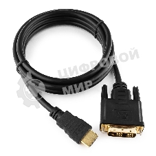Кабель HDMI-DVI Cablexpert CC-HDMI-DVI-6, 19M/19M, single link, медь, позол.разъемы, экран, 1.8м, черный, пакет