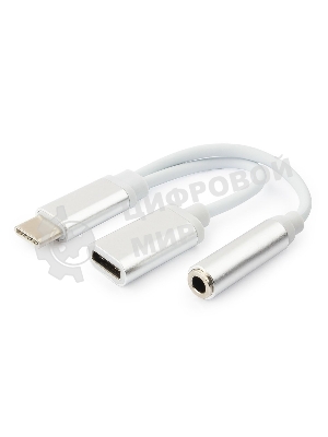 Переходник Cablexpert Переходник USB, USB Type-C/Jack3.5 F+ Type-C F, пакет (CCA-UC3.5F-02-W)