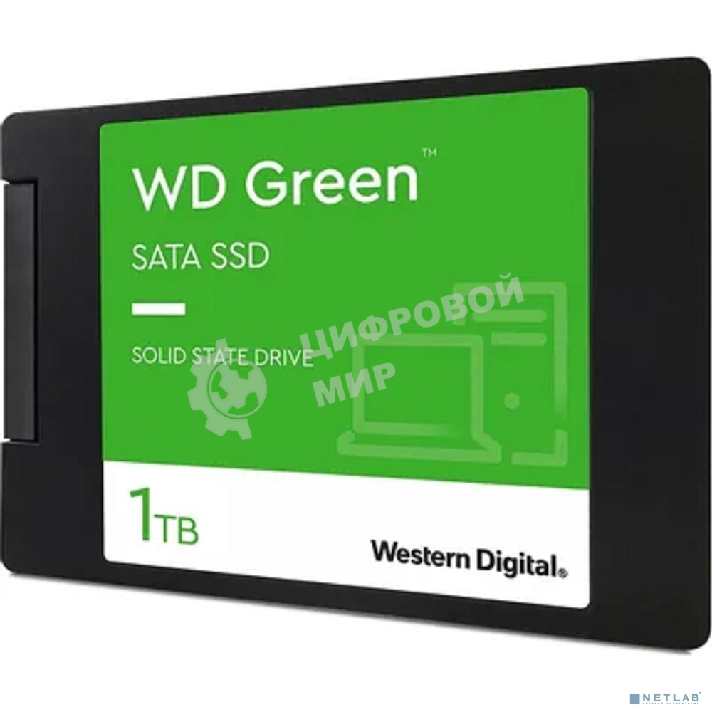 Накопитель SSD WD Green WDS100T3G0A, 1000Gb, SATA III, 2.5