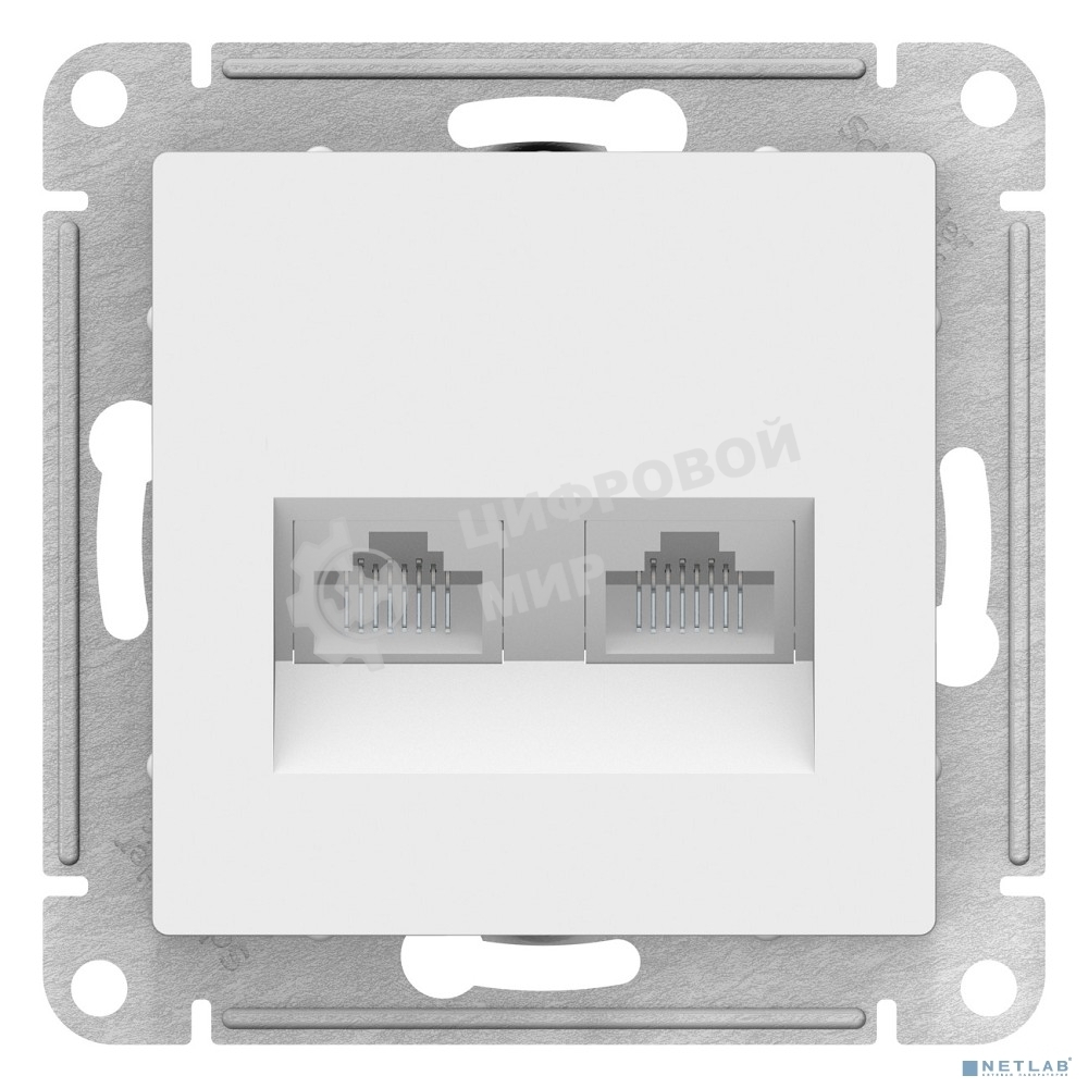 Розетка компьютерная двойная RJ45+RJ45, кат.5E, механизм, белый