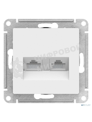 Розетка компьютерная двойная RJ45+RJ45, кат.5E, механизм, белый