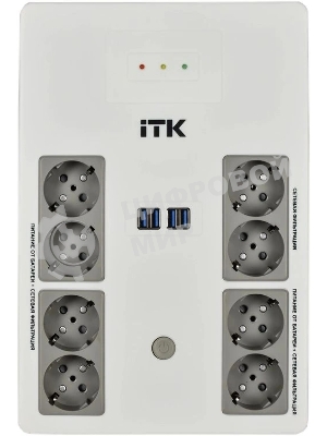 Источник бесперебойного питания ITK Electra EST8-600VA-1-001-L / 600 ВА / 360 Вт / 8 x CEE 7 (евророзетка)