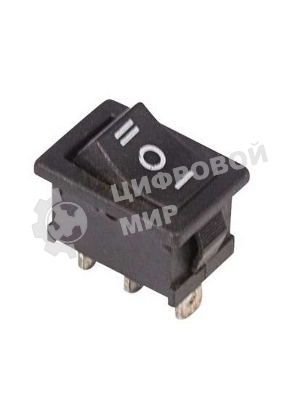 Выключатель клавишный Rexant 250V 6А (3с) ON-OFF-ON черный с нейтралью Mini