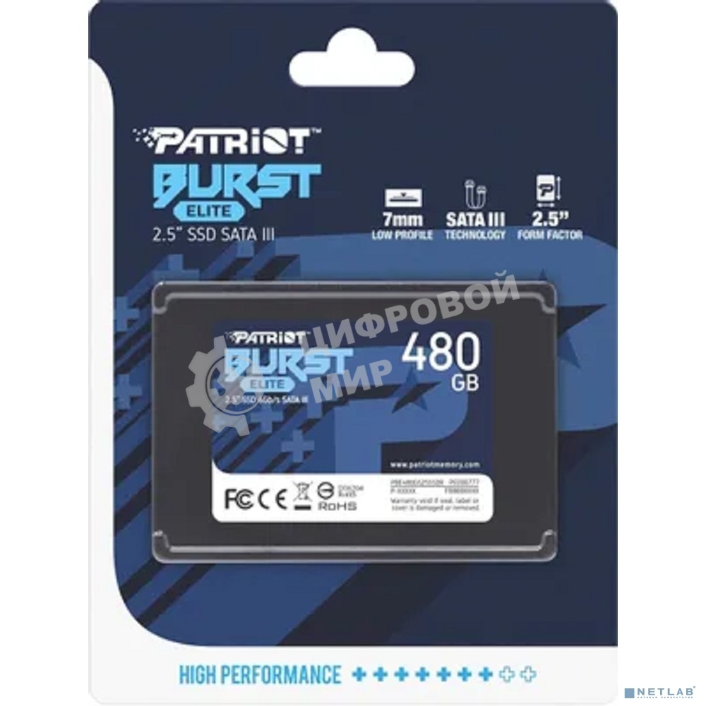 Накопитель SSD Patriot Burst Elite, 480Gb, SATA, 2.5