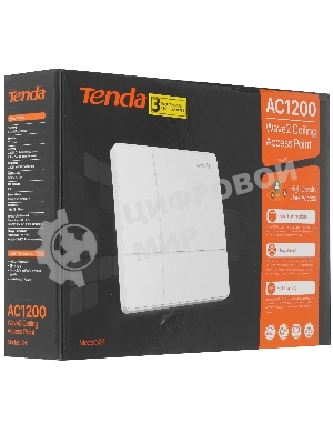 Двухдиапазонная гигабитная точка доступа Tenda i24 AC1200, 2,4/5 ГГц, до 1167 Мбит/с, антенны 2x4дБи, PoE, 1x1 Гбит/с