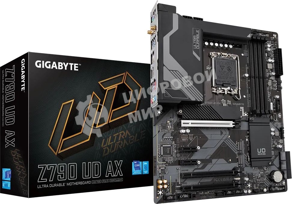 Материнская плата Gigabyte Z790 UD AX (V1.1/V1.2), LGA 1700, Intel Z790, 4xDDR5, 6xSATA, 3xM.2, 1xPCIe 5.0 x16, 1xPCIe 4.0 x4, 1xPCIe 3.0 x1, 1xHDMI, 1xDP, 1x 2.5Gb LAN, 4xUSB-A 2.0, 4xUSB-A 3.2 Gen 1, 1xUSB-A 3.2 Gen 2, 1xUSB-C 3.2 Gen 2x2, 7.1, ATX