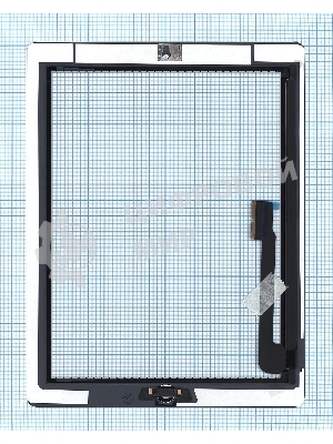 Сенсорное стекло (тачскрин) для iPad, 3 белое с кнопкой