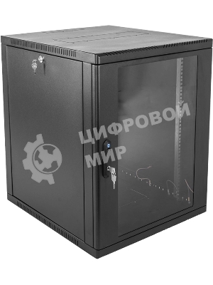 Шкаф коммутационный ЦМО ШРН-15.650-9005 настенный 15U 600x658мм пер.дв.стекл 200кг черный 600мм 180град.