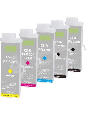 Картридж перезаправляемый струйный Cactus CS-R-PFI320/321SET набор 5шт.упак. для Canon imagePROGRAF TM-200/200MFP/205/300/300MFP/305/250/255/350/355 без чипа