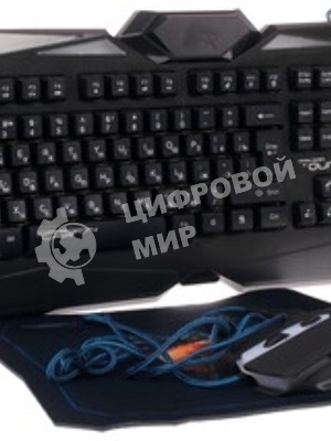 Комплект клавиатура+мышь Qumo Spirit of Wisdom проводной, USB, 2400 DPI, чёрный