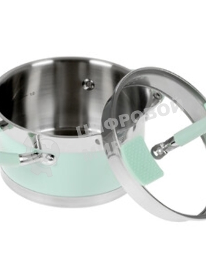Кастрюля LARA LR02-540 MINT 16x9 см, 1,7 л, носик, индукционное дно, крышка с бортом, полипропилен, силикон, нержавеющая сталь