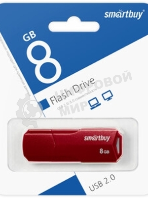 Флешка USB Smartbuy CLUE Burgundy (SB8GbCLU-BG), 8Gb, USB 2.0, R/W 15/8, красный