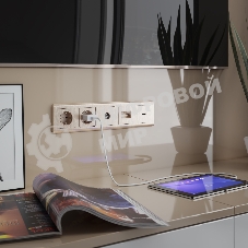 Накладка для двойной розетки Еthernet RJ-45 (шампань рифленый)