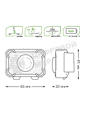 Фонарь налобный Gauss GFL305 3W 150lm 3xAAA LED 1/12/60