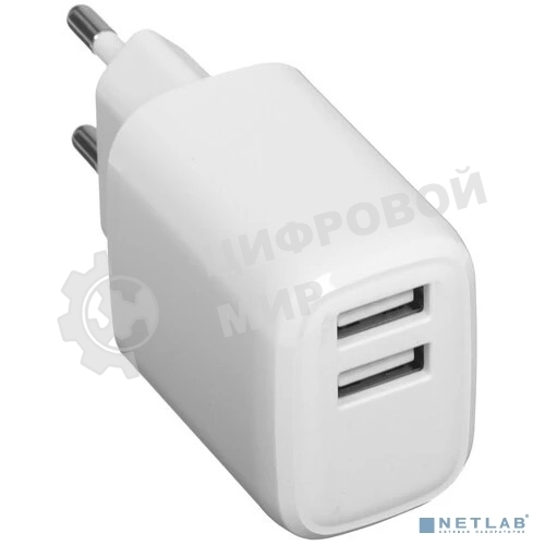 Сетевое зарядное устройство Cablexpert MP3A-PC-58, 10.5Вт, 2.1А, 2хUSB, белый, пакет