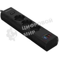 Сетевой фильтр Philips CHP4336BB/51, 3 м, 3 розетки, черный