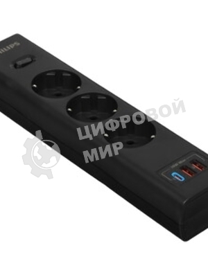 Сетевой фильтр Philips CHP4336BB/51, 3 м, 3 розетки, черный