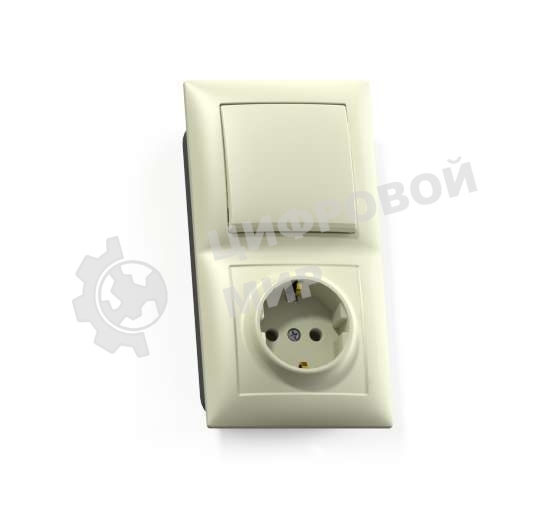 Блок Кунцево-Электро СП БКВР-411 Селена (1-кл. выкл. + розетка с заземл.) сл. кость