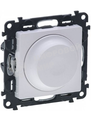 Диммер универс., с лиц. панелью, поворот. ручк., Белый