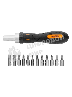 Отвертка реверсивная с набором бит, CrV, 12 шт. Sparta
