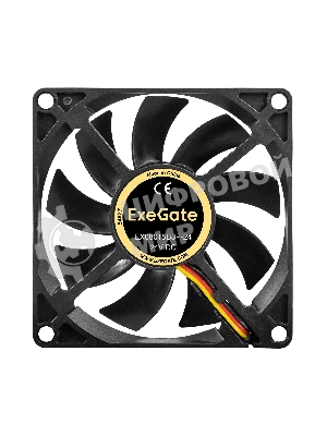 Вентилятор для корпуса ExeGate EX08015B3P-24 черный, 80 мм, 2550 об/мин, 30.5 дБ, 3 pin