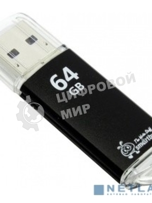 Флешка USB SmartBuy V-Cut black (SB64GbVC-K3), 64Gb, USB 2.0, R/W 25/15, черный