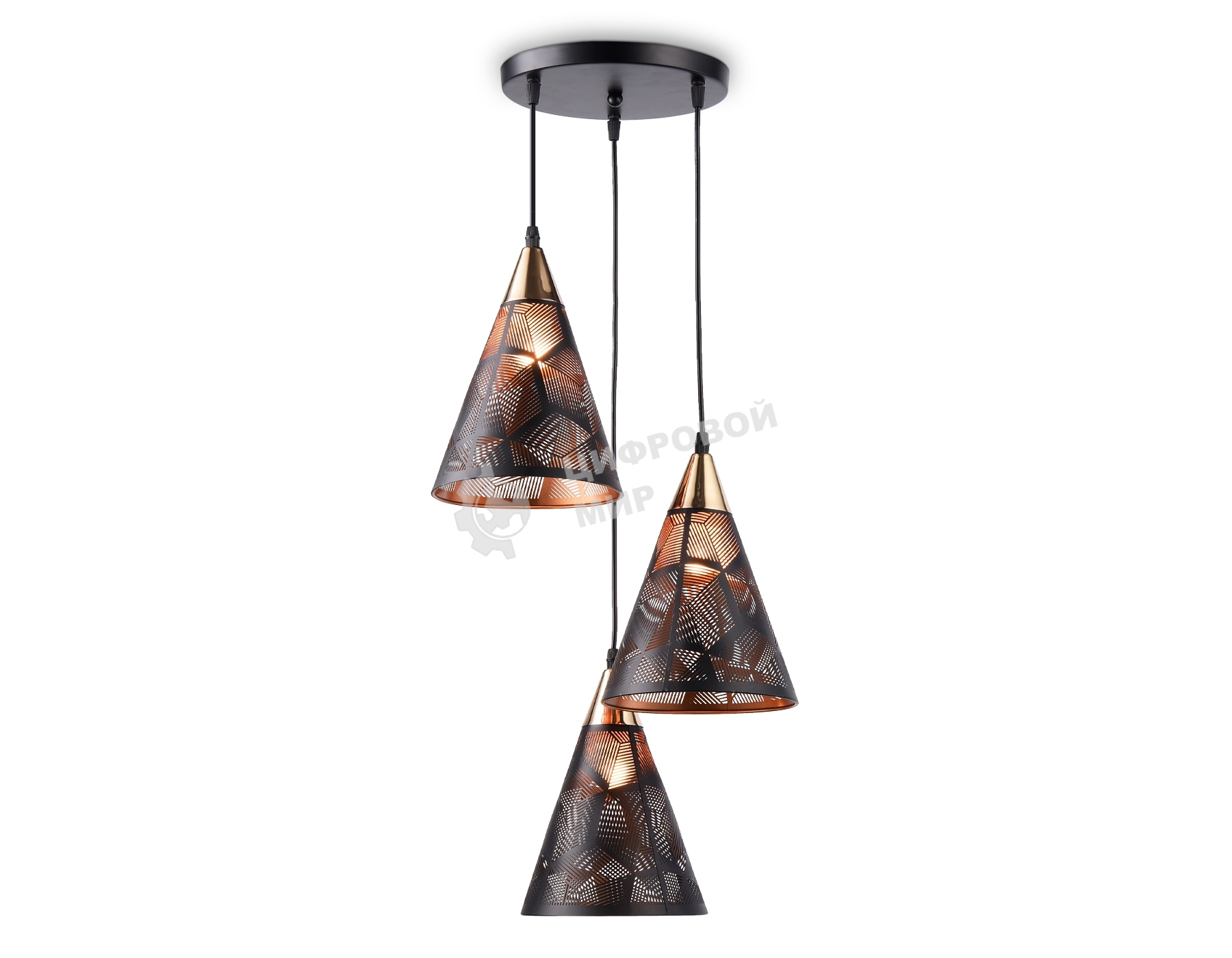 Светильник Ambrella light TR8435/3 BK/FGD черный/золото E27/3 max 40W D360*800